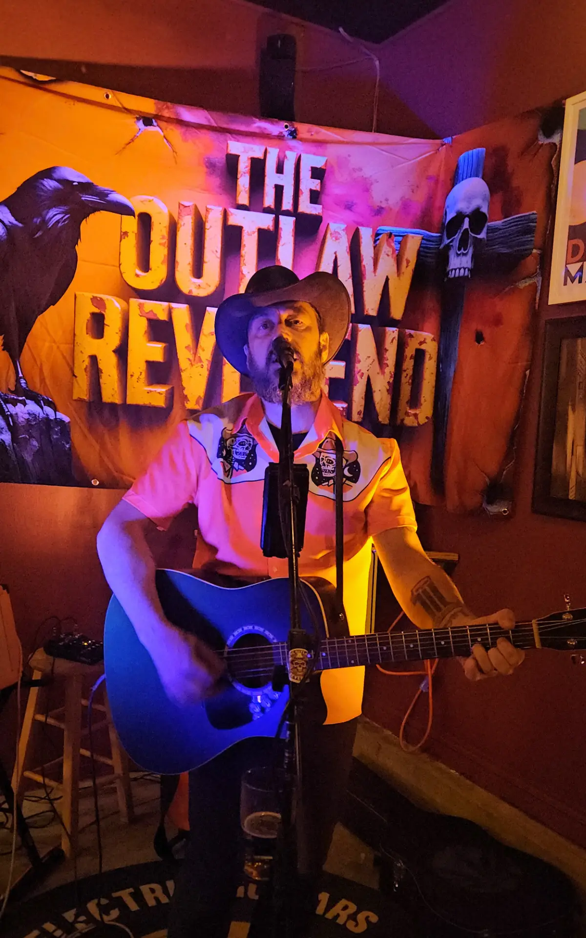 Wanted poster for The Outlaw Reverend, New Brunswick outlaw country musician